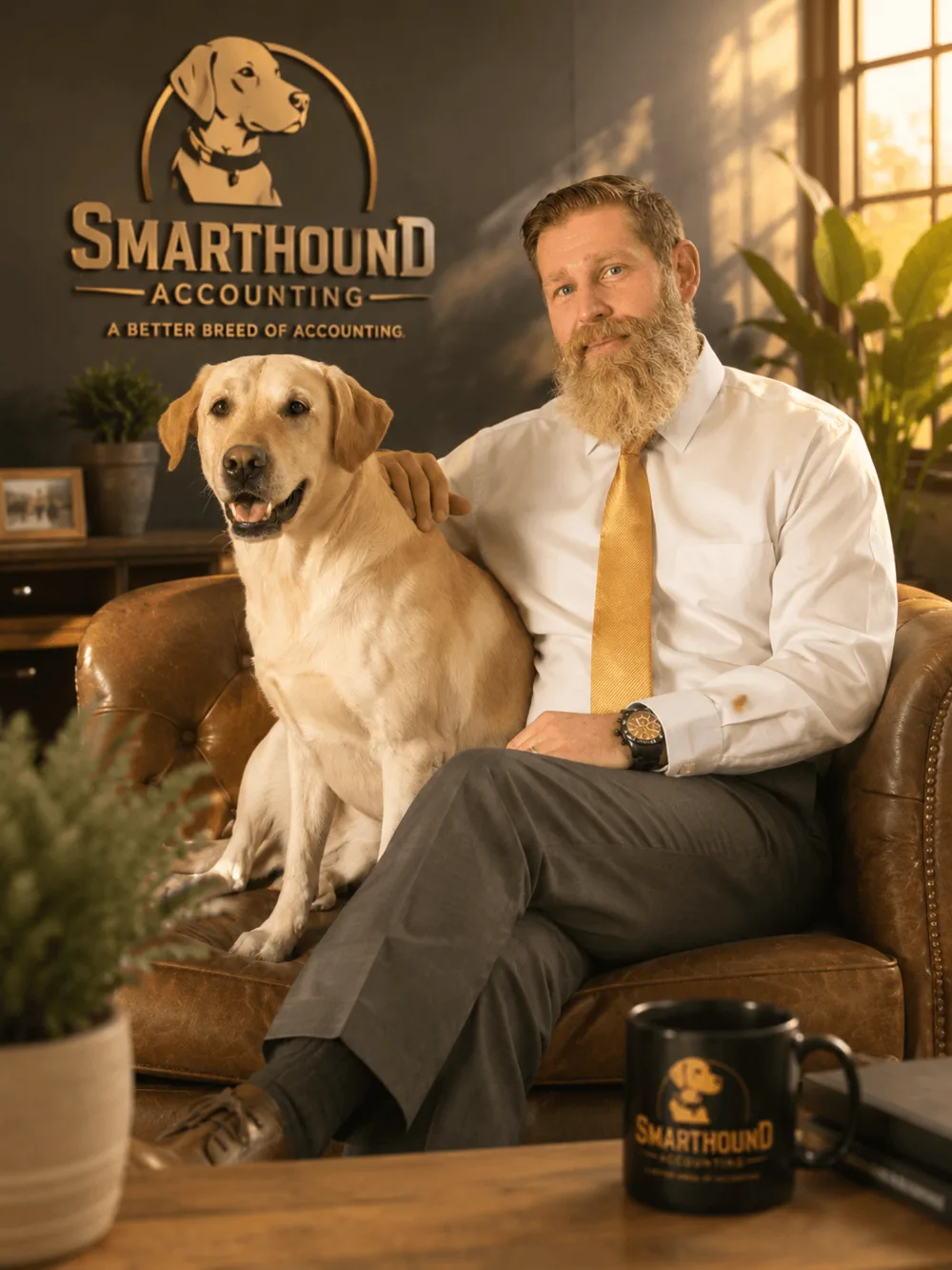 Charles, founder of SmartHound Accounting, with Preacher
